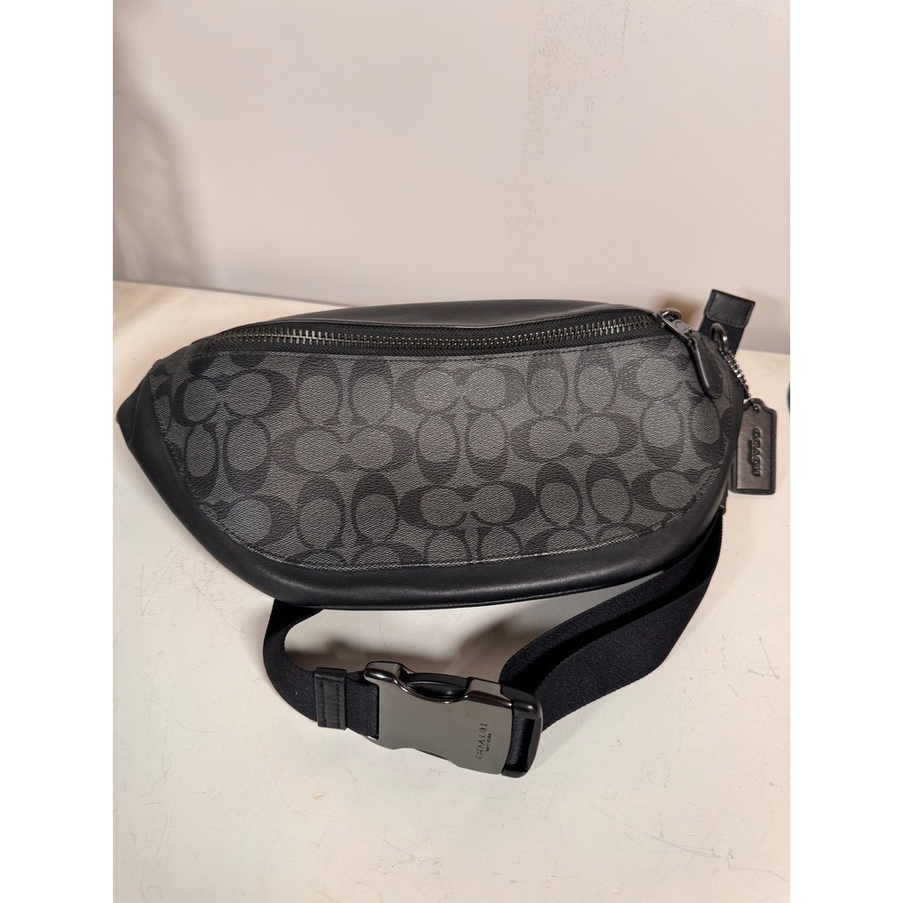 Coach Warren Belt Bag Signature Canvas Black Charcoal F78777 Waist Pack